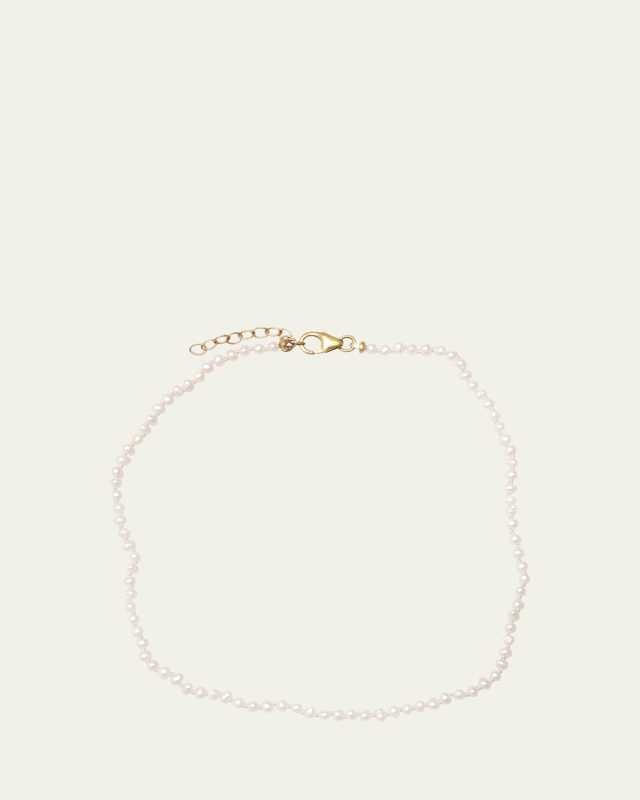 14K Yellow Gold Pearl Beaded Anklet